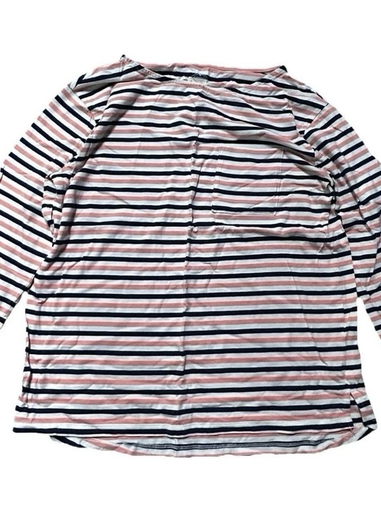 St. John's Bay Tops - Women’s St John’s Bay White Pink Blue Striped Shirt Size Large